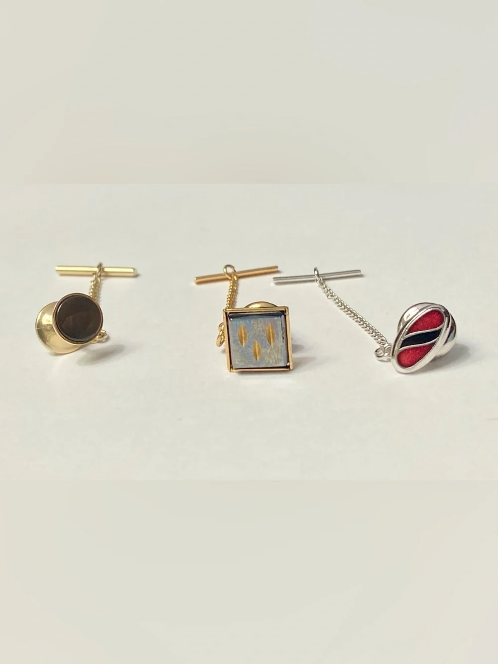 Set of 3 Vintage Midcentury Modern Men’s Tie Pins Clips